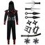 Spooktacular Creations Jungen Ninja Kostüm für Kinder mit Ninja Dolchen und Wurfsternen, Halloween Dress Up Party Karneval