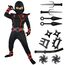 Spooktacular Creations Jungen Ninja Kostüm für Kinder mit Ninja Dolchen und Wurfsternen, Halloween Dress Up Party Karneval