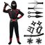 Spooktacular Creations Jungen Ninja Kostüm für Kinder mit Ninja Dolchen und Wurfsternen, Halloween Dress Up Party Karneval (L, red)