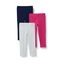 Amazon Essentials Mädchen Leggings, 3er-Pack, Marineblau Heidekraut/Himbeere/Weiß, 4 Jahre