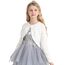 Adorel Mädchen Cardigan Festlich Langarm Rundhalsauschnitt Bolero Strickjacke Cremeweiß 8-10 Jahre (Herstellergröße 140)