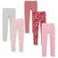 Amazon Essentials Mädchen Leggings, 5er-Pack, Dunkelrosé/Grau/Hellrosa Floral/Rosa Blattmuster/Rot Pilz, 3 Jahre