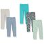 Amazon Essentials Mädchen Leggings, 5er-Pack, Grau/Marineblau Floral/Minzgrün Streublumen/Türkisblau/Weiß Streifen, 5 Jahre