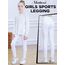 Monbessi Sportleggins Kinder Mädchen mit Handytasche Sporthose Hohe Taille Turnleggins Mädchen Lang für Gym Yoga Gymnastik(130, Weiß)