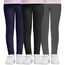 DDOBB Leggings Mädchen, High Waist Leggins Kinder Sportleggins Lange 3er-Pack, Weich Elastisch Basic Sporthose Blickdichte Hose für Tanz Yoga Alltag(Schwarz+Navy+Hellgrau, M=(6-8 Jahre))