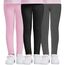 DDOBB Leggings Mädchen, High Waist Leggins Kinder Sportleggins Lange 3er-Pack, Weich Elastisch Basic Sporthose Blickdichte Hose für Tanz Yoga Alltag(Schwarz+Rosa+Hellgrau, S=(4-6 Jahre))