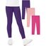 KEREDA 3er-Pack Leggings Mädchen Sporthose Kinder Baumwolle Sport Hose Teenager Turnhose Lang Rosarot/Rosa/Dunkelviolett 152-158