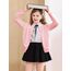 Soudittur Strickjacke Mädchen Basic Kinder Cardigan Lange Ärmel Baumwollstrickpullover Schuluniform mit Knöpfen 110 (DE/NL/SE/PL, Alter, 4 Jahre, 5 Jahre, Regular, Rosa)