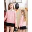 Soudittur Strickjacke Mädchen Basic Kinder Cardigan Lange Ärmel Baumwollstrickpullover Schuluniform mit Knöpfen 110 (DE/NL/SE/PL, Alter, 4 Jahre, 5 Jahre, Regular, Rosa)