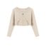trudge Mädchen Strickjacke Langarm Bolero Jacke Kinder Shrug Top Elegante Festlich Schulterjacke Frühling Kurz Cardigan mit Knöpfe Khaki 150