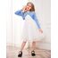 trudge Mädchen Bolero Kurze Strickjacke Festlich Kurz Cardigan Elegant Schulterjacke Himmelblau 134/8-9 Jahre