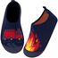 Kyopp Hausschuhe Kinder Junge Mädchen Pantoffeln Rutschfest Barfussschuhe Kindergarten Slippers für Atmungsaktive Weich Lauflernschuhe Kleinkinder Schuhe(Marineblaues Feuerwehrauto-N 26/27EU)