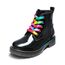 DREAM PAIRS Jungen Mädchen Stiefel Klassische Stiefel für Kinder Herbst Fashion Schnürstiefel Winterstiefel mittelere Stiefel,Size 26.5,Schwarz/Pu,SDBO2220K