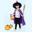 Jeackcelle Kinder Halloween Kostüm, Wizard Cape Witch Umhang mit Hut, Kürbis Candy Bag, Zauberer Mantel mit Requisiten für Jungen Mädchen Cosplay party (Lila)