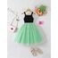 URAQT Mädchen Kostüm Kleid, Kinder Prinzessin Kostüm für Karneval Party Cosplay Verkleidung Halloween Fest Geburtstag, mit Zubehör Krone Zauberstab, 110CM