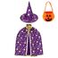 Jeackcelle Kinder Halloween Kostüm, Wizard Cape Witch Umhang mit Hut, Kürbis Candy Bag, Zauberer Mantel mit Requisiten für Jungen Mädchen Cosplay party (Lila)