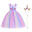 URAQT Mädchen Prinzessin Kleid, Mädchen Einhorn Cosplay Karneval Verkleidung Party Hochzeit Prinzessin Kleid mit Halskette und Stirnband, 100CM, Lila