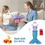 AOOWU Meerjungfrau Kostüm Mädchen, 4-Teiliges Set Meerjungfrau Kleid Mädchen mit Perücke, Lila Krone und Zepter, Kostüm Kinder für Karneval Party Halloween Weihnachten Cosplay (100Cm)