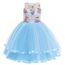 URAQT Mädchen Prinzessin Kleid, Mädchen Einhorn Cosplay Karneval Verkleidung Party Hochzeit Prinzessin Kleid mit Halskette und Stirnband, 150CM, Blau