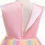 URAQT Mädchen Prinzessin Kleid, Mädchen Einhorn Cosplay Karneval Verkleidung Party Hochzeit Prinzessin Kleid mit Halskette und Stirnband, 120CM, Rosa&Gelb