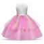 URAQT Kinder Einhorn Kostüm Kleid, Mädchen Einhorn Rock, Blumen Mädchen Ärmellos Partykleid, Geburtstagskleid Festkleid, Fasching Karneval Verkleidung mit Unicorn Outfit Set, 110cm（Rosa-B）