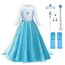 URAQT Kostüm Kinder Mädchen, 6-teiliges Set Kinder Prinzessin Kleid mit Krone Diadem Handschuhe Zauberstab usw für Weihnachten Karneval Halloween Rollenspiel(110)