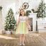 URAQT Mädchen Prinzessin Kleid, Mädchen Einhorn Cosplay Karneval Verkleidung Party Hochzeit Prinzessin Kleid mit Halskette und Stirnband, 140CM, Gelb