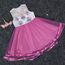 URAQT Kinder Einhorn Kostüm Kleid, Mädchen Einhorn Rock, Blumen Mädchen Ärmellos Partykleid mit Geburtstagskleid Festkleid Einhornhalskette und Einhornhaarband, 140cm, Rose Red