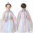 ACWOO Prinzessin Umhang Kinder Mädchen, ELSA Prinzessin Kostüm mit Krone, Halloween Kostüm Umhang Kinder, Prinzessin Cape für Karneval Cosplay Party (merfabig, L)