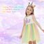 URAQT Mädchen Prinzessin Kleid, Mädchen Einhorn Cosplay Karneval Verkleidung Party Hochzeit Prinzessin Kleid mit Halskette und Stirnband, 150CM, Gelb