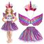 Hifot Einhorn Kostüm Prinzessin Set 3 Stück，Regenbogen Tutu Rock Mädchen Kostüm Tüllrock,Einhorn Haarreif Flügel für Mädchen für Unicorn Cosplay Kindergeburtstag Karneval