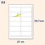 97 x 42,3mm, 25 Blatt, A4 Aufkleber Etiketten Selbstklebend matt - 12 Stück pro Blatt