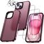 UniqueMe für iPhone 15 Hülle, 5-in-1-Set Handyhülle für iPhone 15 Case Rundumschutz Schutzhülle Cover,1 Handyhülle & 2 Schutzfolie & 2 Kameraschutz - Matt Rot