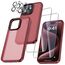 UniqueMe für iPhone 15 Pro Max Hülle, 5-in-1-Set Handyhülle für iPhone 15 Pro Max Case Rundumschutz Schutzhülle Cover,1 Handyhülle & 2 Schutzfolie & 2 Kameraschutz - Matt Rot