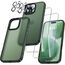 UniqueMe für iPhone 16 Pro Hülle, 5-in-1-Set Handyhülle für iPhone 16 Pro Case Rundumschutz Schutzhülle Cover,1 Handyhülle & 2 Schutzfolie & 2 Kameraschutz - Matt Grün