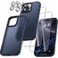 UniqueMe für iPhone 16 Pro Max Hülle, 5-in-1-Set Handyhülle für iPhone 16 Pro Max Case Rundumschutz Schutzhülle Cover,1 Handyhülle & 2 Schutzfolie & 2 Kameraschutz - Matt Blau