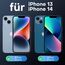 TAURI für iPhone 13/14 Hülle 6,1" mit Panzer Schutz Glas Folie, Kompatibel mit MagSafe, Schutz nach Militärstandard, [Anti-Vergilbung] Stoßfest Magnetisch Handyhülle - Marineblau