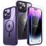 TAURI für iPhone 14 Pro Max Hülle 6,7" mit Panzer Schutz Glas Folie und Kameraschutz, Kompatibel mit MagSafe, [Anti-Vergilbung] Stoßfest Magnetisch Handyhülle - Dunkellila