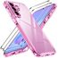 ivoler Nie Vergilbung Klar Hülle für Samsung Galaxy A57 5G, 1 Handyhülle mit 2 Stück Panzer Schutz Glas, [Militärischer Schutz] Stoßfest Rosa Schutzhülle Dünn Durchsichtige Case - Rosa