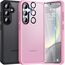 UniqueMe für Samsung Galaxy S24 Hülle, 5-in-1-Set Handyhülle für Samsung Galaxy S24 Case Rundumschutz Schutzhülle Cover,1 Handyhülle & 2 Schutzfolie & 2 Kameraschutz - Matt Rosa