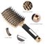 URAQT Haarbürste, Profi Entwirrungsbürste mit Griff, Haarbürste ohne Ziepen, Wildschweinborsten Haarstyling Bürste für Locken Lange Feine Dicke Lockige Haare (Gold)
