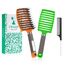 URAQT Haarbürste, Profi Entwirrungsbürste mit Griff, Haarbürste ohne Ziepen, Wildschweinborsten Haarstyling Bürste für Locken Lange Feine Dicke Lockige Haare (P-orange+grün)