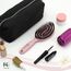 FABCARE Mini Haarbürste Wildschweinborsten Detangler-Bürste Doppelfeder Spiralfeder Kein Ziehen Pro Magic Tool Kompakt Elegant (Rosa)