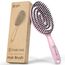 FABCARE Bio Haarbürste Wildschweinborsten Rund inkl. Ebook - Detangler-Bürste mit Doppelspiralfeder - Profi Entwirrbürste ohne Ziepen für jeden Haartyp - Damen Haarpflegebürste (Rosa)