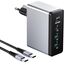 USB C Ladegerät 100W, 4 Ports Mehrfach Stecker mit【2 USB-C und 2 USB-A】, 100W Netzteil Wand-Ladegerät, Fast Charge PD 3.0 Power Adapter Kompatibel mit MacBook/iPhone 12/13/14/15/16/Samsung/Tablets