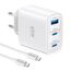 USB C Ladegerät 65W, 3-Port USB C Netzteil mit 60W Kabel 1M, PPS und PD Schnellladegerät für MacBook Pro/Air, für iPad Pro/Air, für iPhone 17/16/15/14/13 Pro Max, Galaxy S25+/S24 Ultra/Pixel 10, Weiß