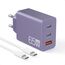 Anykon 65W USB C Ladegerät, 3 Port GaN Netzteil Adapter, USB C PD 3.0 PPS Schnellladegerät mit 2M Kabel für MacBook Air Pro M1/M2,iPhone 17 Pro Max/16/15/14/13,Switch,Galaxy S24 Ultra/S23/S22,Tablet