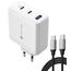 NOVOO 120W USB C Ladegerät GaN 3-Port Schnellladegerät mit 100W USB C Kabel PD Mehrfach Netzteil für MacBook Pro, iPhone 16 Pro Max, 16, PPS, Samsung Galaxy S25 S24 Ultra