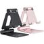Nulaxy Dual Faltbarer Handy Ständer 2 Stück Verstellbar Handy Halterung Halter für Schreibtisch Kompatibel mit iPhone 16 15 14 13 12 11 Pro Xs Xr X 8, Huawei, Galaxy, alle Handys, Schwarz & Rose Gold