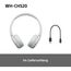 Sony WH-CH520 Kabellose Bluetooth-Kopfhörer - bis zu 50 Stunden Akkulaufzeit mit Schnellladefunktion, On-Ear-Modell - Weiß